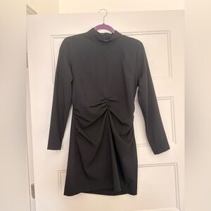 Zara Black Long Sleeve Dress with Ruched Detail